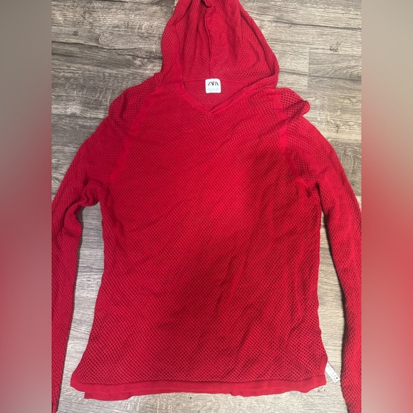 Zara Red Textured Hoodie - Picture 5 of 8
